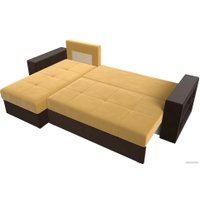 Угловой диван Лига диванов Дубай лайт левый (микровельвет желтый/коричневый)