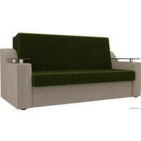 Диван Лига диванов Сенатор 160 106464 (микровельвет, зеленый/бежевый)