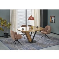 Кухонный стол Halmar Fanis okragly 120-160/120/78 (натуральный/черный)