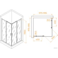 Душевой уголок RGW PA-31B 02083100-14 100x100 (черный/прозрачное стекло)