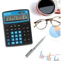 Бухгалтерский калькулятор BRAUBERG Extra Color-12-BKBU 250476 (черный/голубой)
