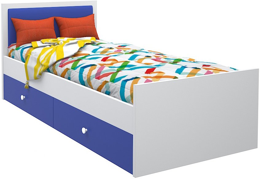 

Кровать-тахта МДК Феникс с мягким изголовьем и ящиками 80x160 Ф4-160-С (синий)