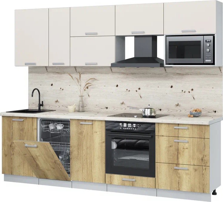 

Готовая кухня Интерлиния Мила Лайт 2.6-ПМ4 (персидский жемчуг/дуб золотой/бискайская сосна)