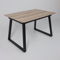 Кухонный стол Lepremo AV 1208 HPL+МДФ раздвижной 1200-1600x800 (дуб делано натуральный/черный)