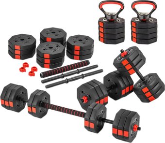 Набор гантелей с соединительным грифом  EB Fit композитные 4в1 30 кг