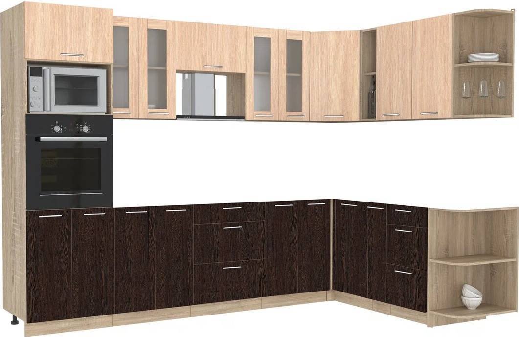 

Готовая кухня Интерлиния Мила 1.88x3.0 правая без столешницы (дуб молочный/дуб венге)
