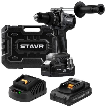 

Ударная дрель-шуруповерт Stavr (Ставр) SHD 18BLHD-2K (с 2-мя АКБ, кейс)