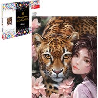 Алмазная мозаика  Феникс+ Девушка и леопард 70861