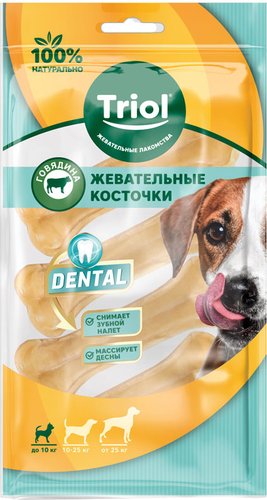 Лакомство для собак Triol Косточки жевательные Dental 7.5 см (80-100 г)