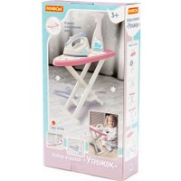 Набор хозяйственный игрушечный Полесье Утюжок с гладильной доской, пульверизатором и вешалкой 67484 (коралловый)