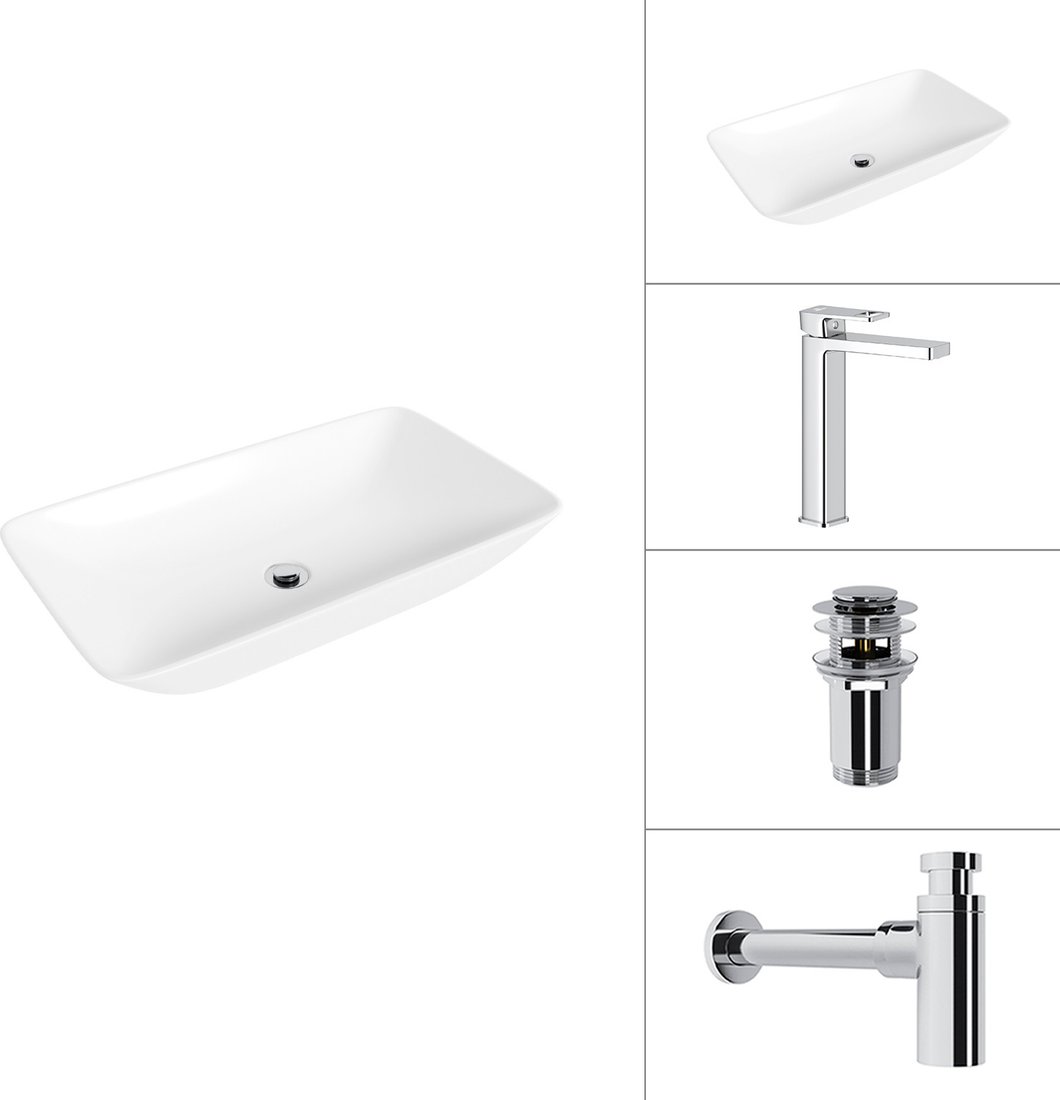 Умывальник Lauter 21886 + Cascade 21СК0655C + сифон 21635CH + дон.клапан 21190CH (хром)