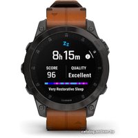 Умные часы Garmin Epix Sapphire Gen 2 (черный титан/каштановый кожа)