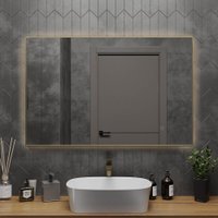  Roxen Зеркало Frida c подсветкой 510215-120 (120x70) в тонком металлическом профиле в цвете брашированное золото