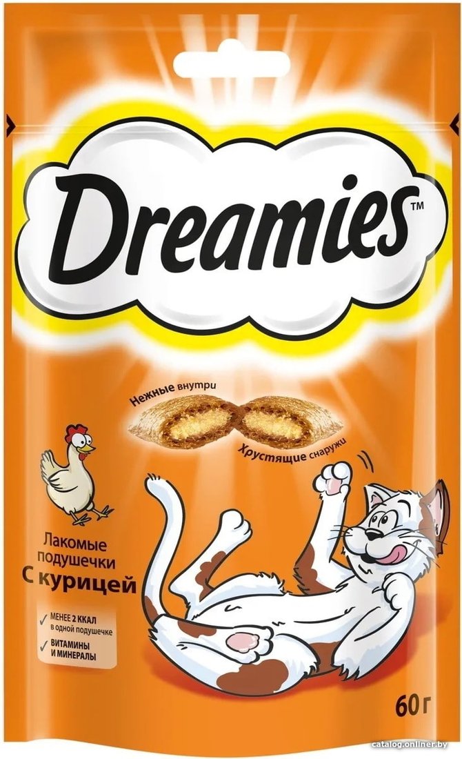 Лакомство для кошек Dreamies лакомые подушечки с курицей 60 г