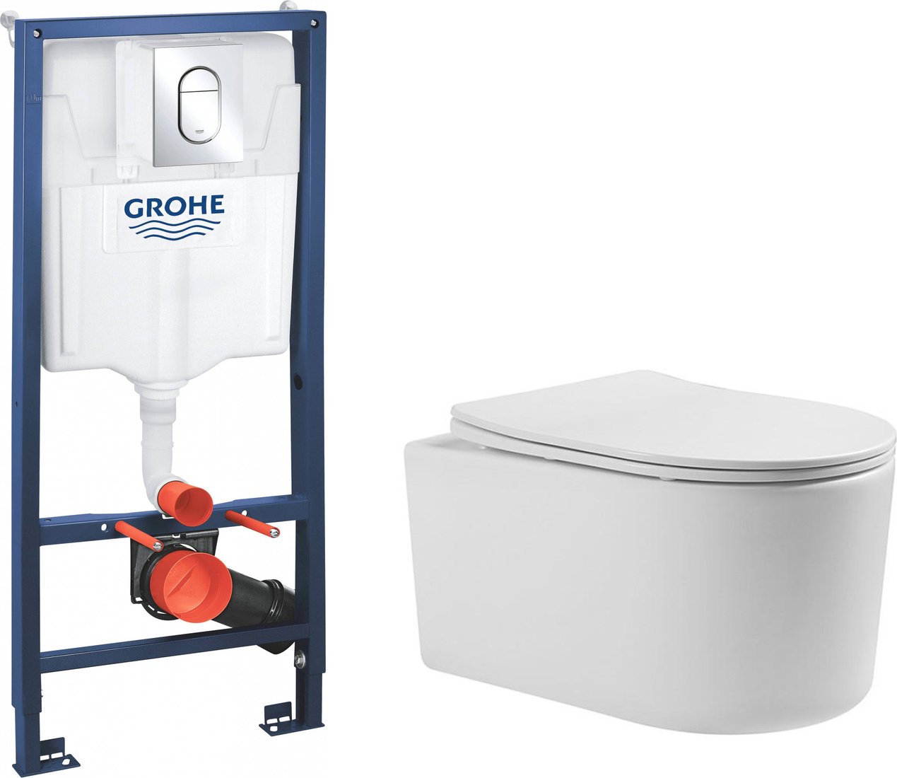 

Унитаз подвесной Grado GD-W204T + GROHE Rapid SL 39504000 (с кнопкой смыва)