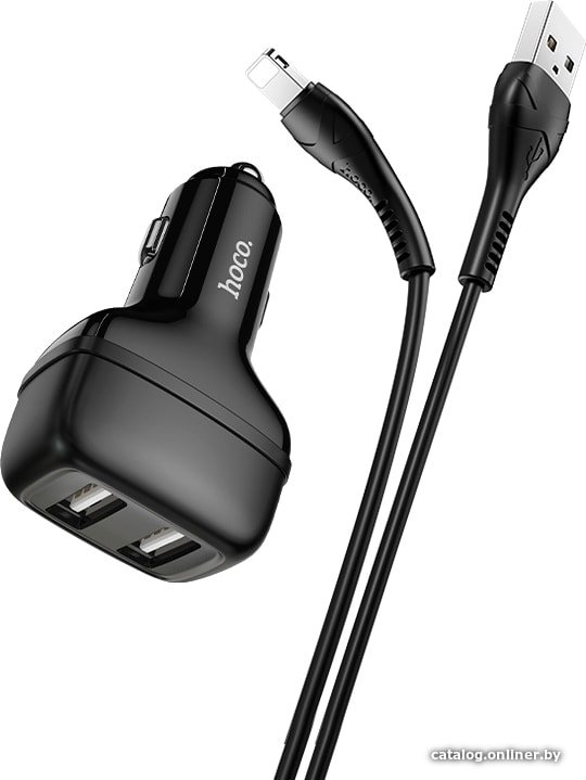 Автомобильное зарядное Hoco Z36 Lightning (черный)