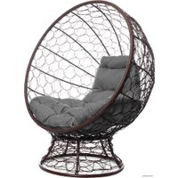 Кресло M-Group Кокос на подставке 11590209 (коричневый ротанг/серая подушка)