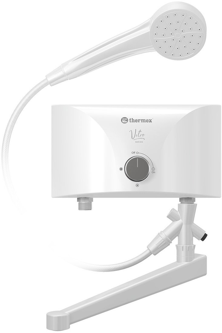 Проточный электрический водонагреватель кран+душ Thermex Vetro 3500 Combi