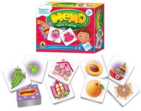 

Детская настольная игра Русский стиль Мемо Парочки Часть и целое 02452