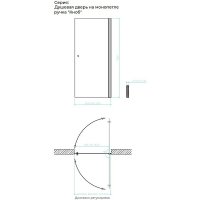 Душевая дверь MaybahGlass 198x60 MGD-797-6 (прозрачное стекло/черный)