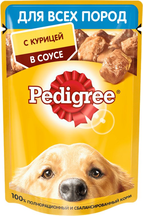 

Пресервы Pedigree для взрослых собак всех пород с курицей в соусе 85 г