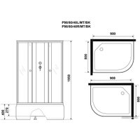 Душевая кабина Niagara Promo P90/80/40L/MT/BK 90x80x195