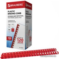 Пластиковая пружина для переплета BRAUBERG A4 16 мм 100 шт 530923 (красный)