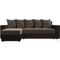 Угловой диван Лига диванов Дубай лайт левый (велюр коричневый/экокожа коричневый)