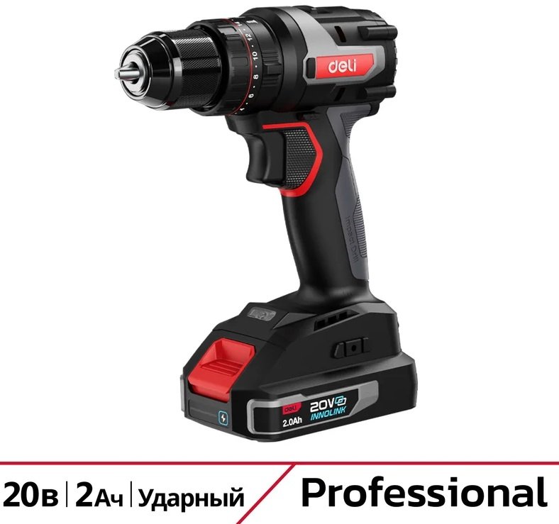 

Ударная дрель-шуруповерт Deli DE-CZ20-2D2 (с 2-мя АКБ, сумка)