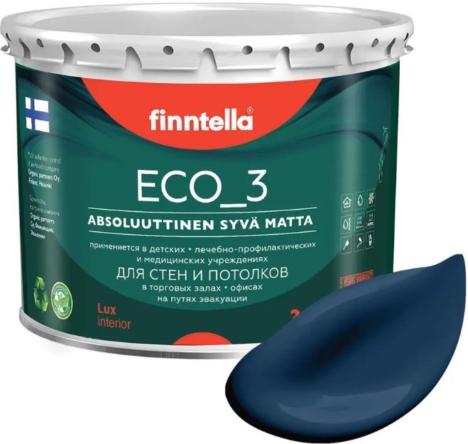 

Краска Finntella Eco 3 Wash and Clean Keskiyo F-08-1-3-LG207 2.7 л (темно-синий)