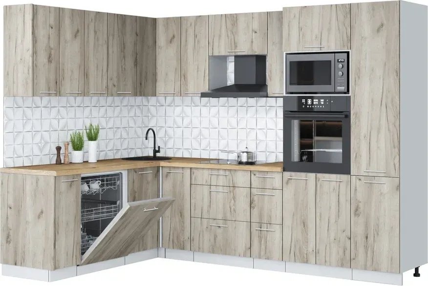Готовая кухня Интерлиния Мила Лайт 1.896х2.78 (дуб серый/дуб серый/дуб бунратти)