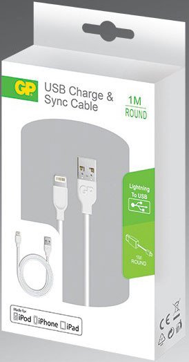 

Кабель GP CB13WE-2B1 USB Type-A - Lightning (1 м, белый)
