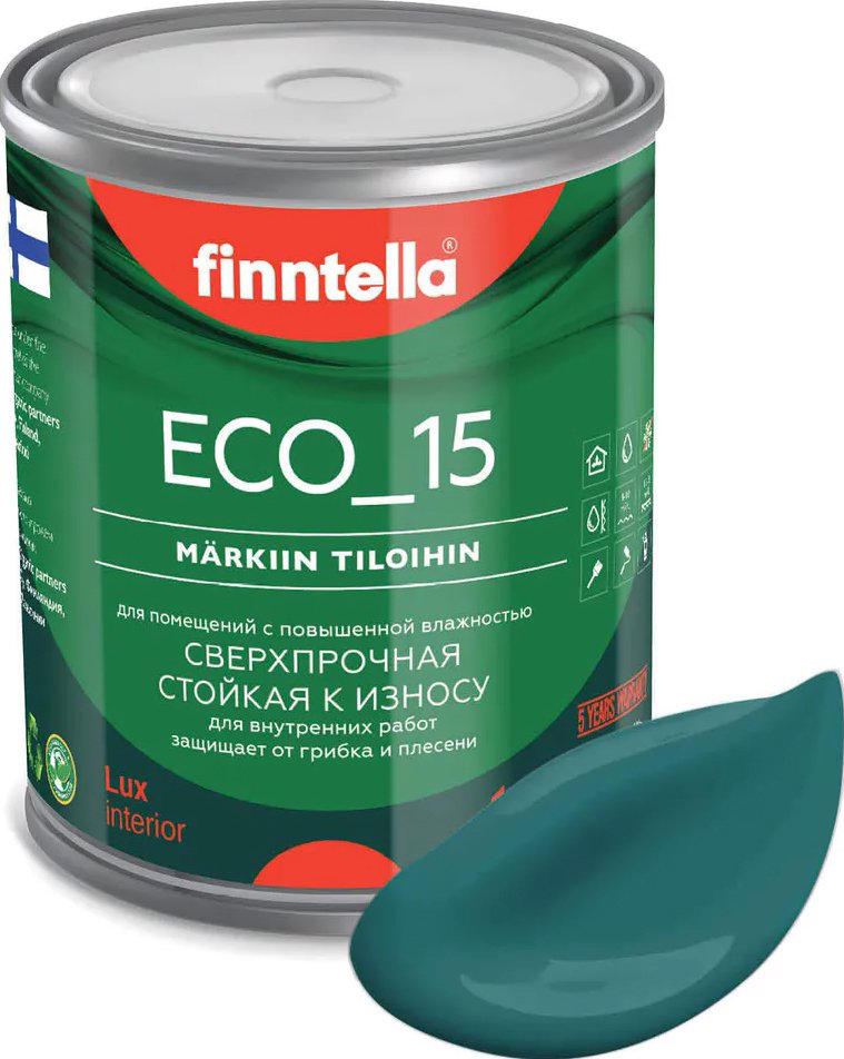 

Краска Finntella Eco 15 Malakiitti F-10-1-1-FL035 0.9 л (темно-бирюзовый)