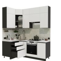 Готовая кухня ВерсоМебель Эко Премиум 1.2x2.0 левая (белый фасадный/ст. мрамор лацио) в Борисове