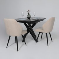 Кухонный стол Мамадома Leonel-130 раздвижной 130-165х85 (stone black st cer/черный)