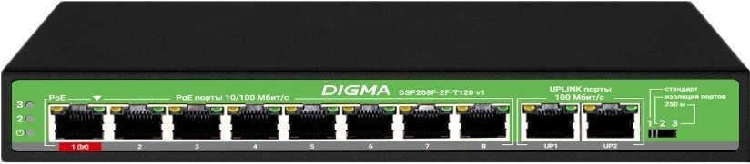 

Неуправляемый коммутатор Digma DSP208F-2F-T120 V1