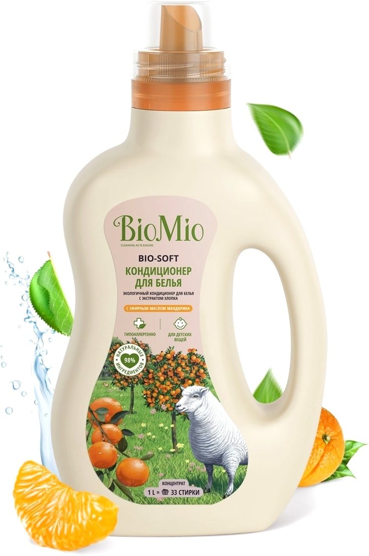 

Кондиционер для белья BioMio BIO-Soft экологичный мандарин концентрат 1 л