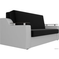 Диван Лига диванов Сенатор 120 106424 (микровельвет/экокожа, черный/белый)