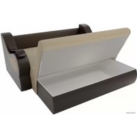 Диван Лига диванов Меркурий 100353 100 см (рогожка бежевый/экокожа коричневый)