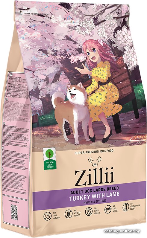 Сухой корм для собак Zillii Adult Dog Large Breed индейка с ягненком 15 кг