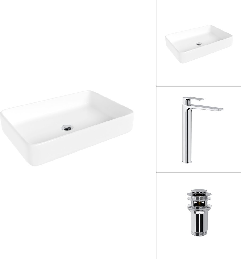 Умывальник Lauter 21842 + Reef 21CK8678C с донным клапаном 21190CH (хром)