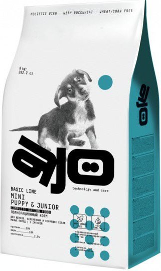 

Сухой корм для собак AJO Dog Mini Puppy & Junior с гречкой для щенков малых пород 8 кг