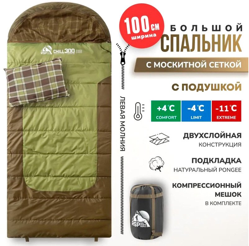 

Спальный мешок RSP Outdoors Chill 300 Big R (молния слева)