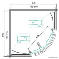 Душевой уголок AcquaSi AS-Space-R-2-80-C-Cr