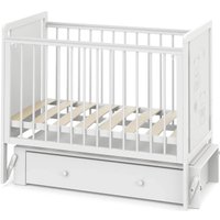 Классическая детская кроватка Indigo Happy Friends маятник, ящик (белая аляска/мишки)