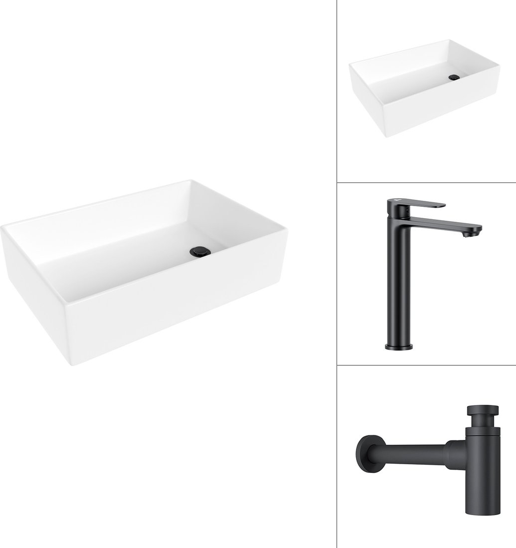 

Умывальник Lauter 21518-1 + Moon 21СК8691BS с сифоном 21635B (черный матовый)