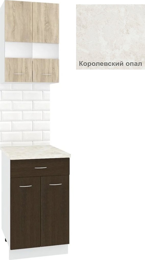 

Готовая кухня Кортекс-мебель Корнелия Экстра 50р1ш2д (дуб сонома/венге/королевский опал)