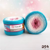 Пряжа для вязания Yarnart Flowers 294 250 г 1000 м (голубой; белый; розовый)