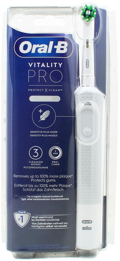 

Электрическая зубная щетка Oral-B Vitality Pro D103.413.3 Cross Action Protect X Clean White 4210201427582 (белый)