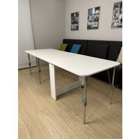 Стол-книга Stoloff Мечта 2280x850 (белый, опоры складные, углы закругленные с роликами и ручками)